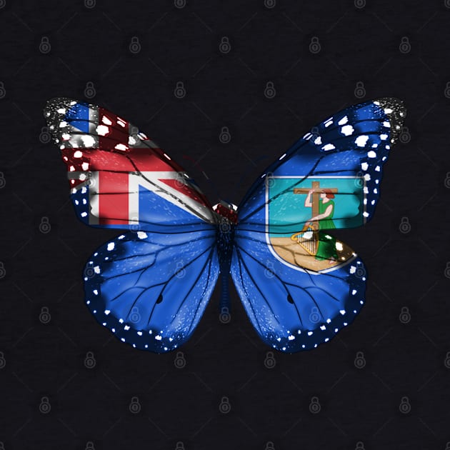 Montserratian Flag  Butterfly - Gift for Montserratian From Montserrat by Country Flags